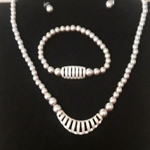 Grey Necklace,  Bracelet and Earring Set